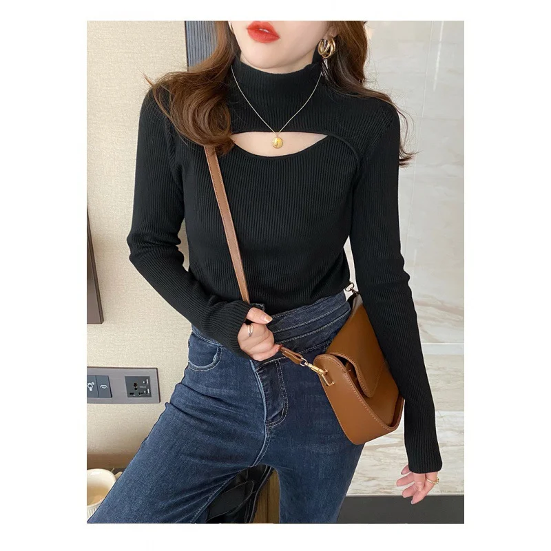 Uveng Uveng Women's Winter Atmosphere In The Winter Blouse Spring And Autumn 2023 New Design Sense Hollow Knit Sweater