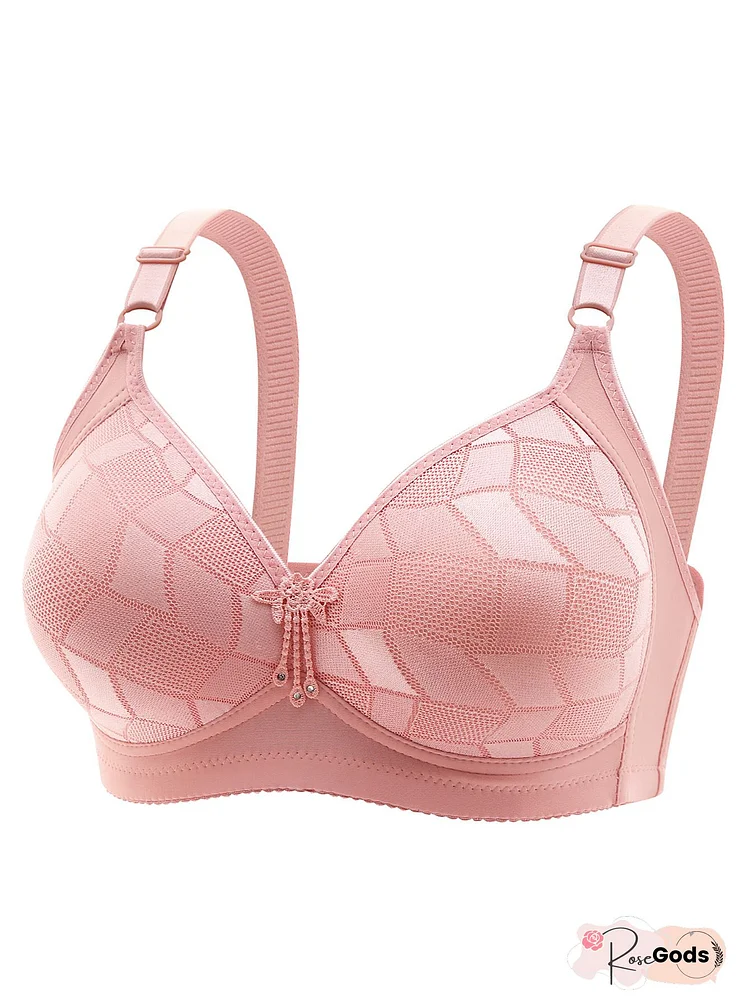 Embroidery Adjustable Gather Push Up Soft Breathable Bras