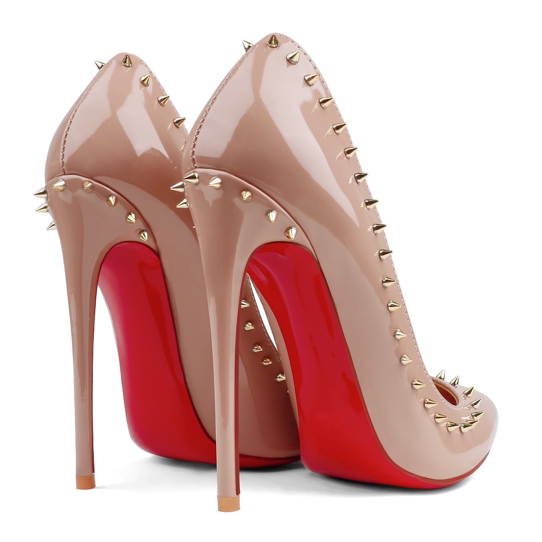 120mm Red Bottom Women's High Heels Stiletto Rivets Shoes-MERUMOTE