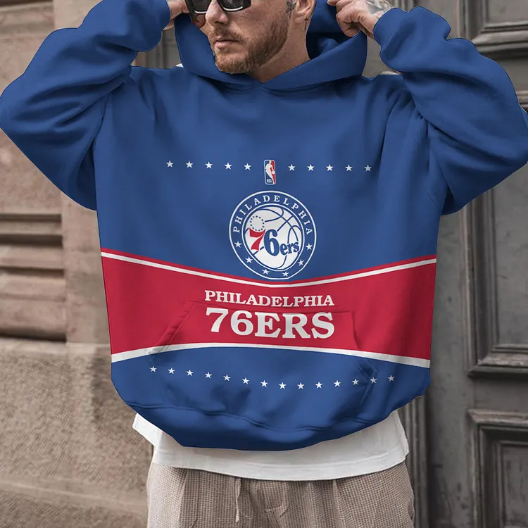 Philadelphia 76ers  Printed Hooded Pocket Pullover Hoodie