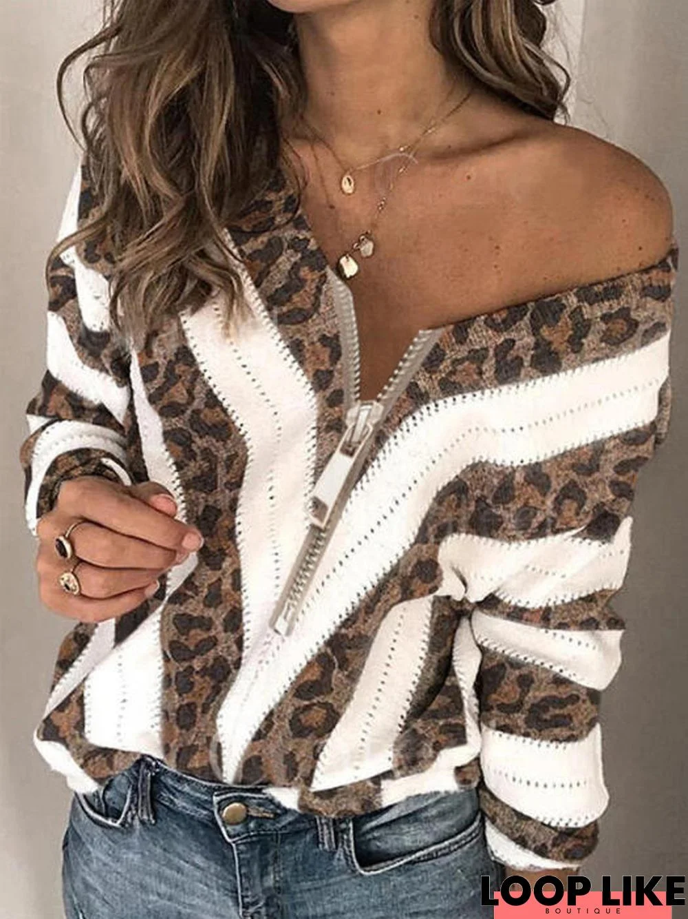 Cold Shoulder Loose Acrylic Sweater