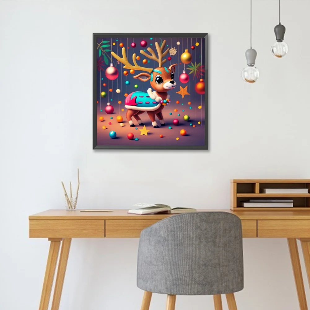 Diamond Painting - Full Round Drill - Xmas Reindeer(Canvas|30*30cm)