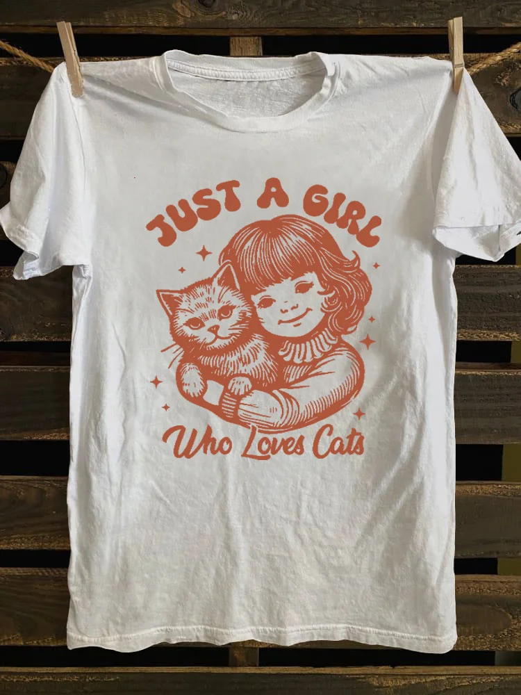 Teecade Teecade Just A Girl Who Loves Cats T-shirt