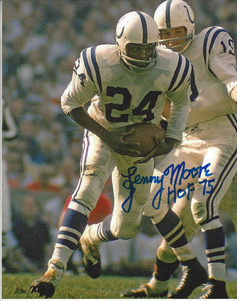 Lenny Moore Autographed 8x10 Baltimore Colts HOF  #1