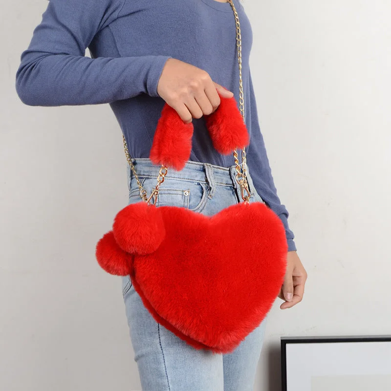 Heart Plush Hand & Shoulder Bag