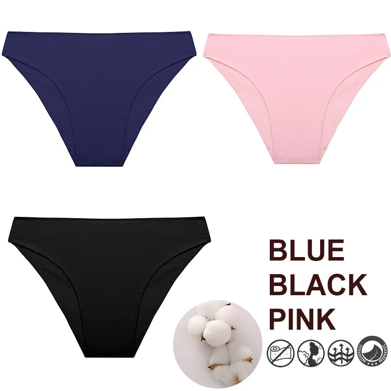 FINETOO 3PCS/Set M-XXL Panties Women Cotton Lingerie Woman Underwear Sexy Femme Underwear Girls Underpant Panty  7 Solid Colors