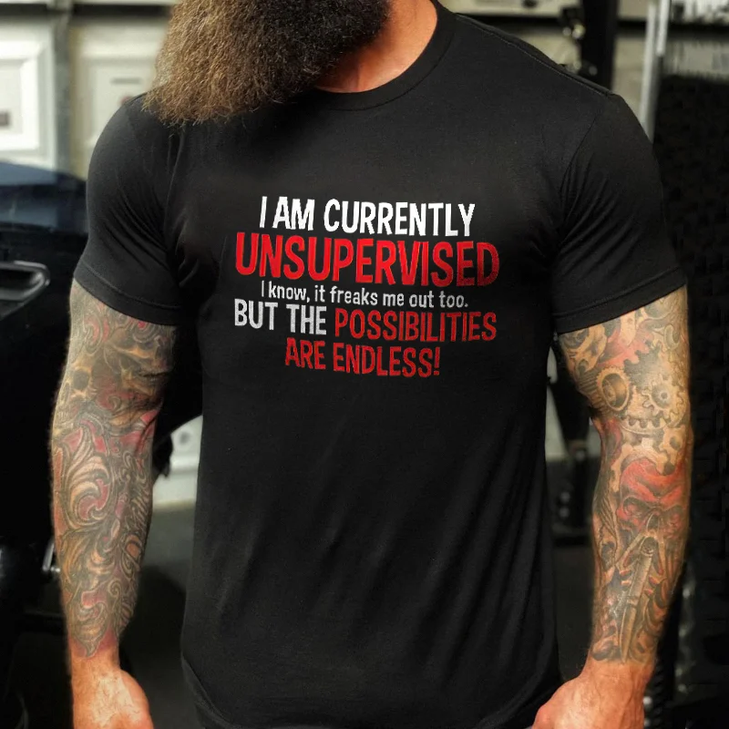 Livereid I Am Currently Unsupervised Printed Men's T-shirt - Livereid
