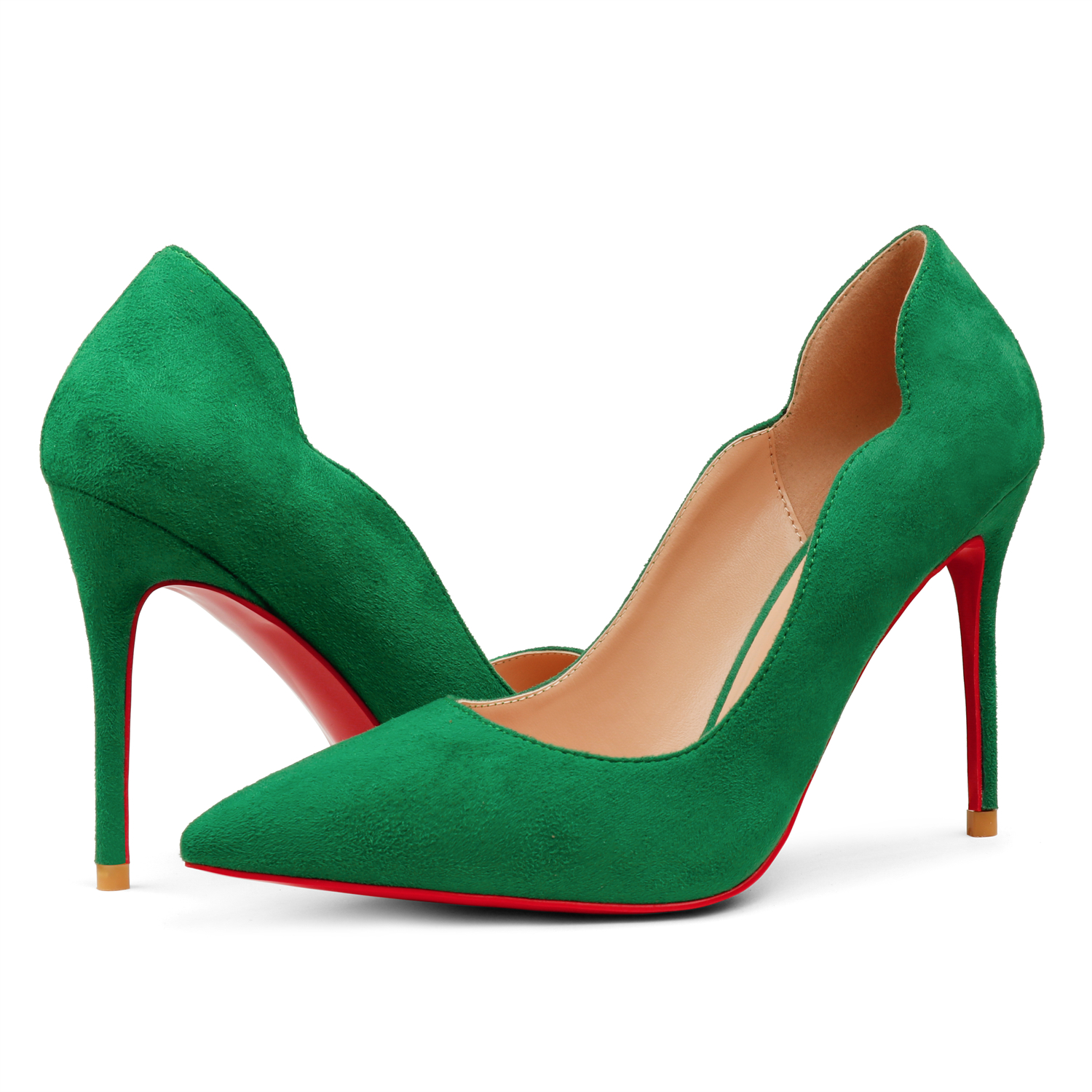 100mm Women's High Heels for Party Wedding Red Bottom Suede Pumps-vocosishoes