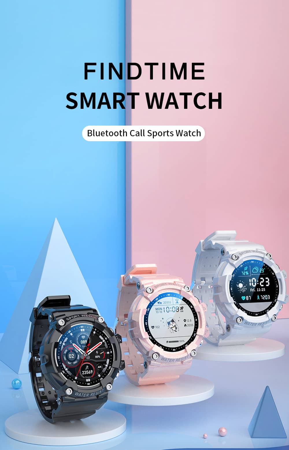 Smart Watch with Bluetooth Call ECG Heart Rate Blood Pressure Blood Oxygen Monitoring - Findtime