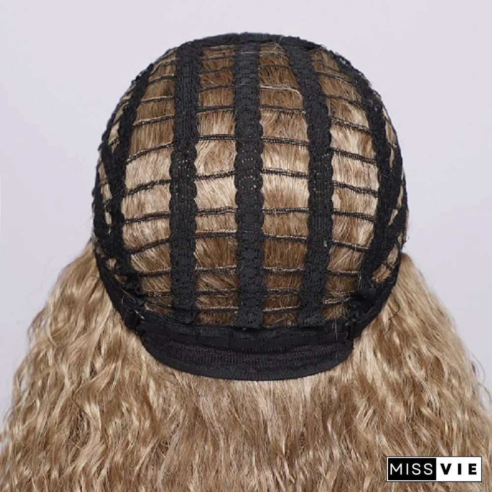 Wig African Long Curly Hair European and American Gradient Color Corn Perm Wig Chemical Fiber Wig Headgear