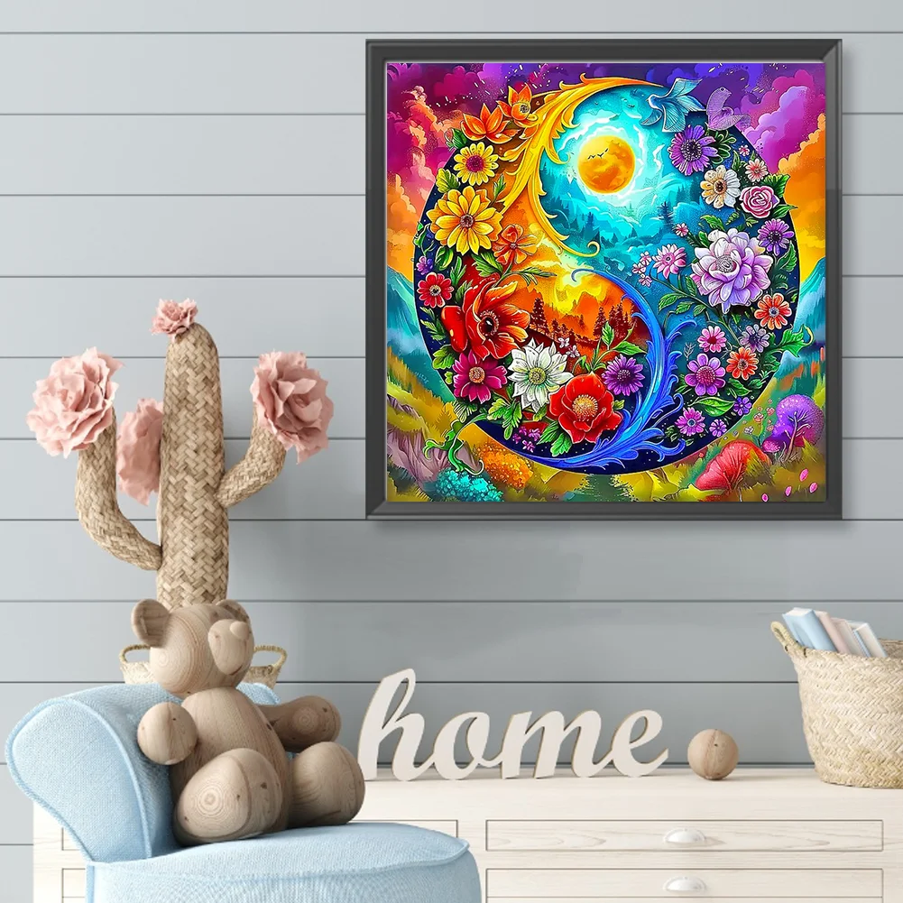 Diamond Painting - Full Round Drill - Tai Chi Flower(Canvas|50*50cm)