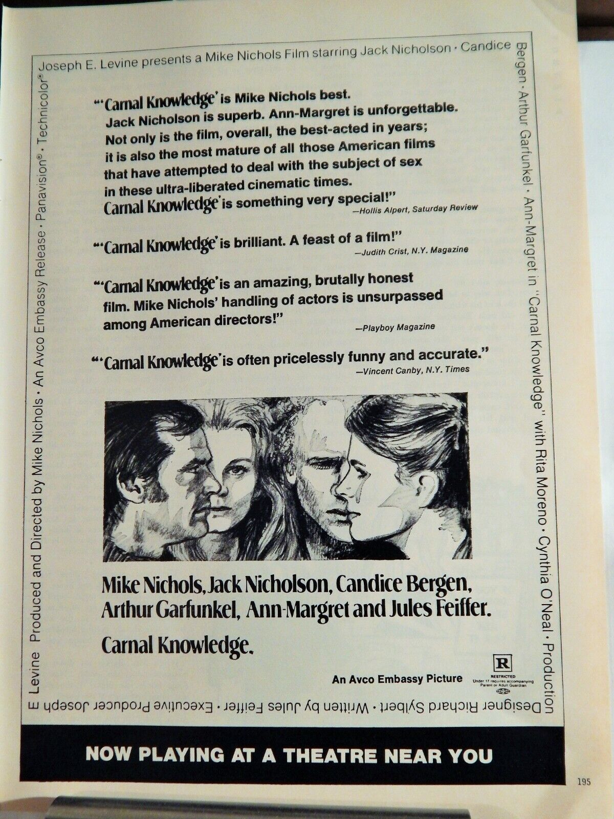 CARNAL KNOWLEDGE (JACK NICHOLSON) 1971 VINTAGE Photo Poster painting AD, RARE SOUGHT EPHEMERA