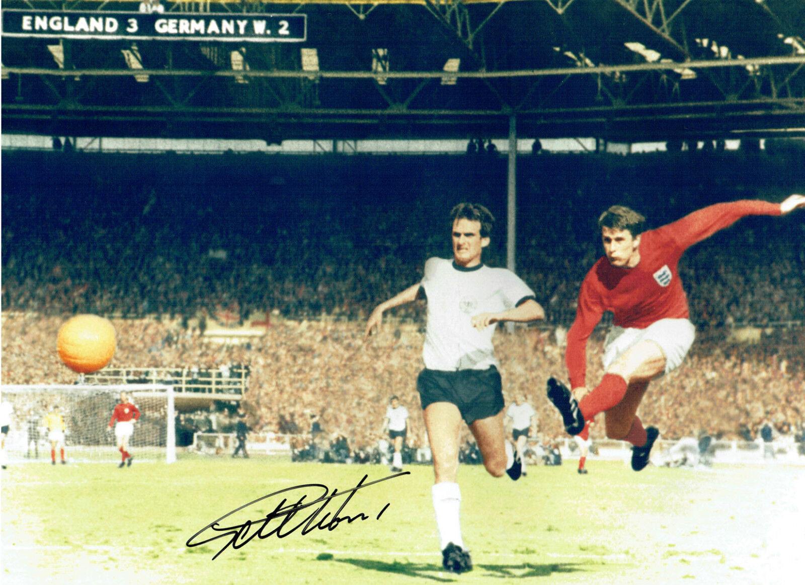 Geoff HURST Signed Autograph 16x12 England 1966 World Cup Goal Photo Poster painting AFTAL COA