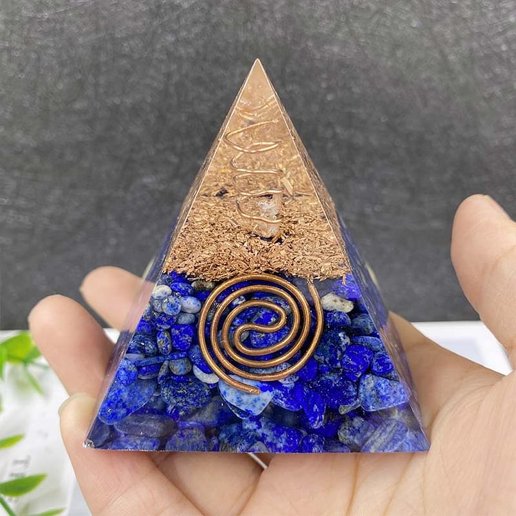 Clear Quartz Lapis Lazuli Orgone Pyramid