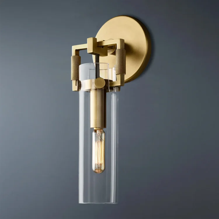 Machinist Glass Cylinder Wall Sconce 15" For Dining Room Vjlight