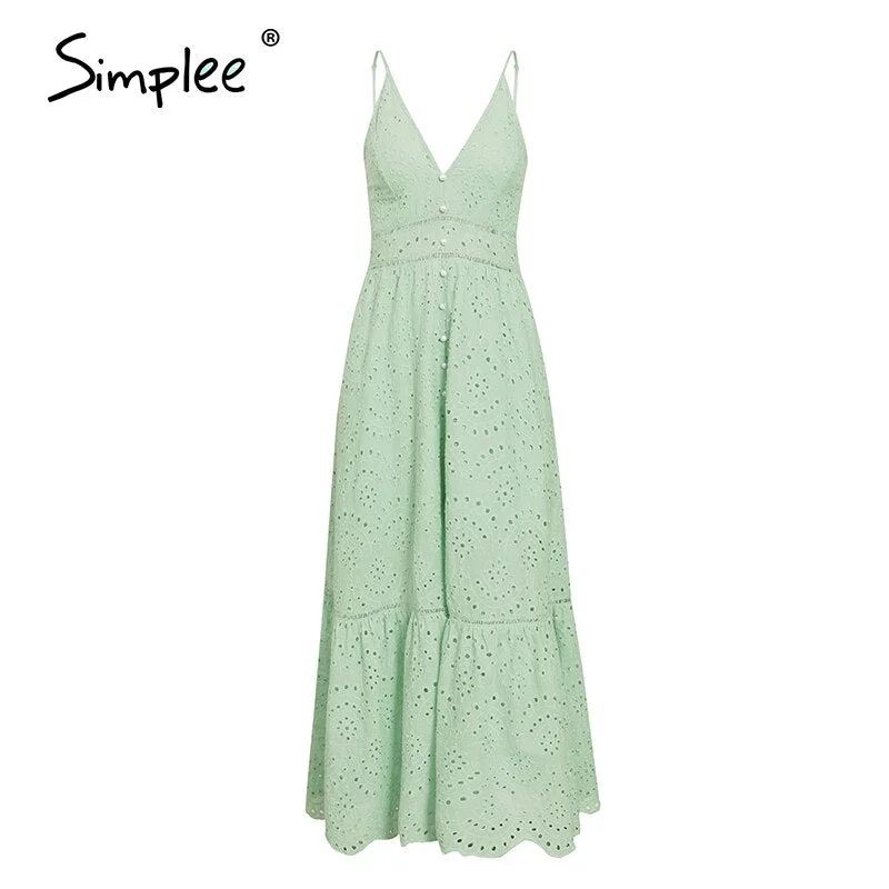 Simple v neck sexy lace summer dress women Strap button casual white dress female Streetwear backless midi dress vestidos 2020