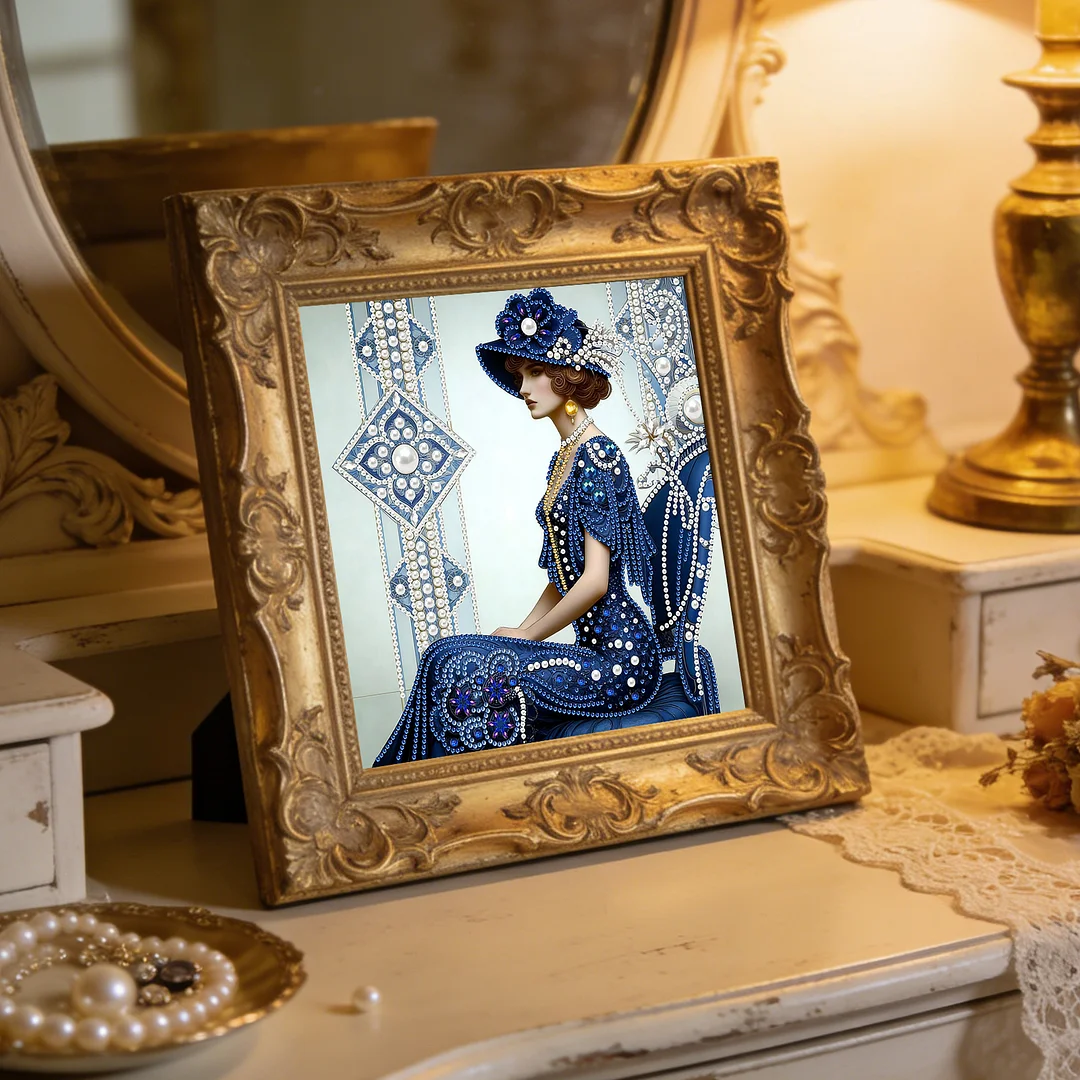 Dark Blue Beauty Special Shaped 5D DIY Partial Drill Diamond Painting Kit30x30cm