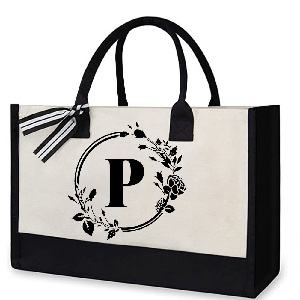 Letter Canvas Bag Women Hit Color Simple Shoulder Shopping Tote Handbag letclo 