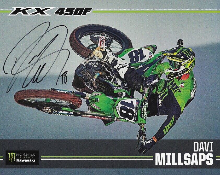 *DAVI MILLSAPS*SIGNED*AUTOGRAPHED*Photo Poster painting CARD*MONSTER*ENERGY*KAWASAKI*8X10