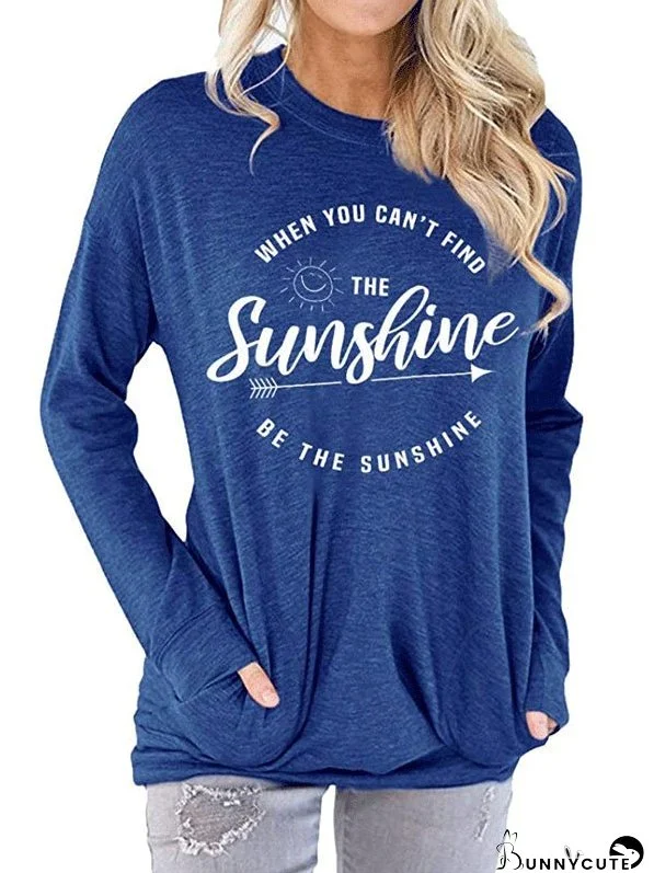 Printed Pockets Slight Stretch Long Sleeve Blouse for Women