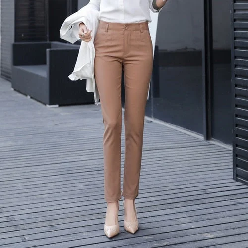 Sonicelife Pants Women 2023 Spring High Waist Female Formal Trousers Casual Pantalones Solid Workwear Stretchy Slim Woman Trousers