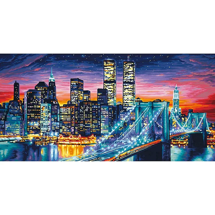 City Night View - Full Round Drill Diamond Painting - 100x50cm(Canvas)
