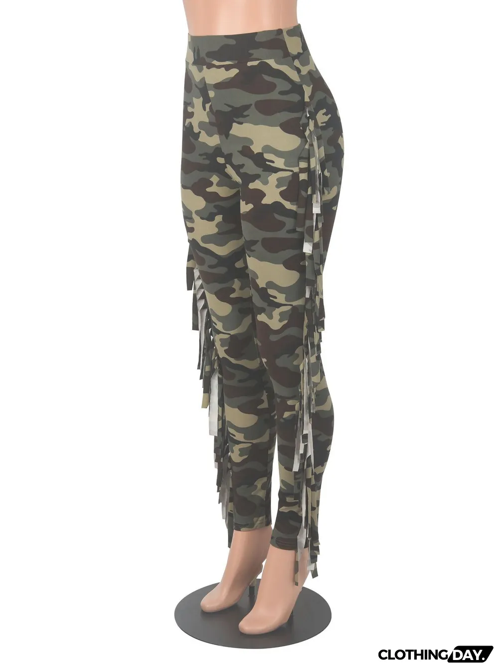 Tight Camouflage Tassel Pants