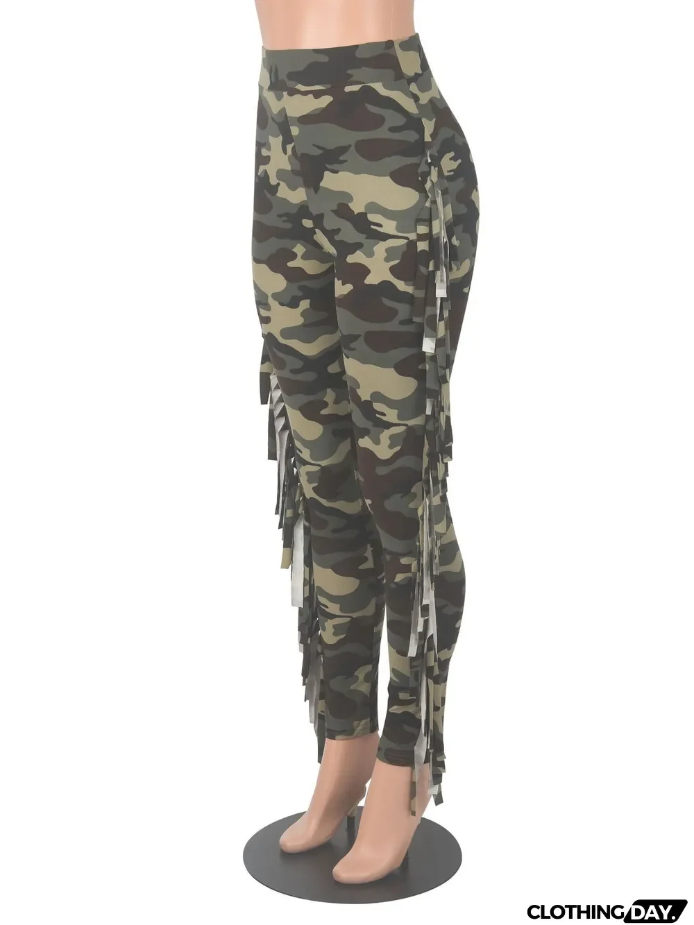 Tight Camouflage Tassel Pants