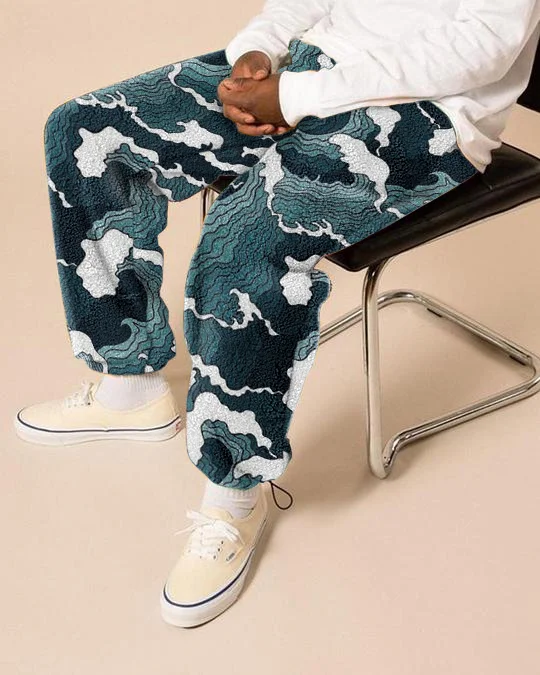 Casual printed fleece trousers