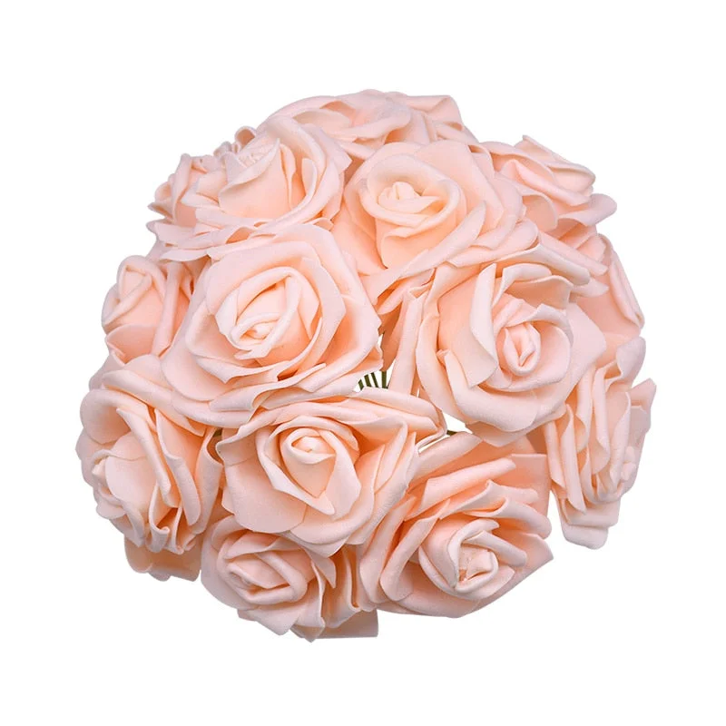 24Pcs/lot Artificial Rose Bouquet Decorative Foam Rose Flowers Bride Bouquets for Wedding Home Party Decoration Wedding Supplies
