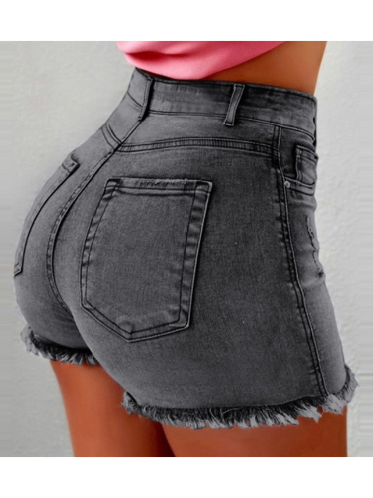 Denim Shorts With Torn Tassels High Waisted Jeans Shorts wearshes