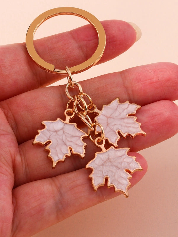 IG Style Ginkgo Leaf Alloy Enamel Bag Pendant Keychain