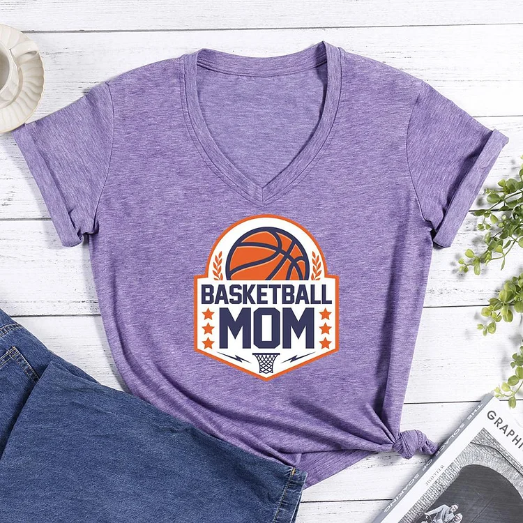 Basketball Mom V-neck T Shirt-Annaletters