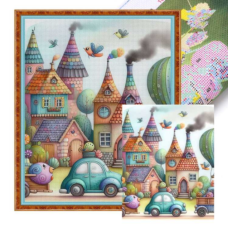 Colorful Town - Printed Cross Stitch 11CT 50*60CM