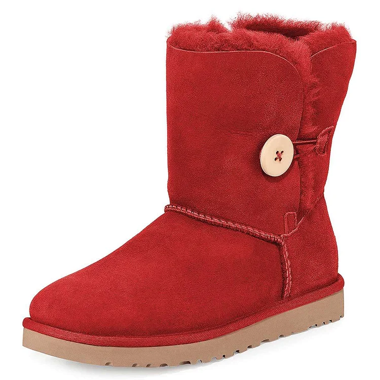Red Vegan Suede Flat Winter Boots |FSJ Shoes
