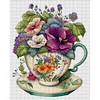 (Stamped/Counted) Flowers In Tea Cup - 18CT Cross Stitch 20*25cm/7.87*9.84in