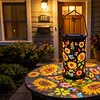 Colorful Sunflower Glow Solar Light LED Outdoor Solar Powered Hanging Garden Lantern IP65 Waterproof Sunflowers Projection Decor Lamp for Terrace/Porch/Lawn/Path