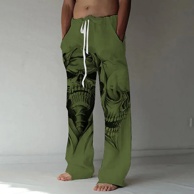 Drawstring Board Shorts 3D Printed Pattern Wide-Leg Straight-Leg Trousers at Hiphopee