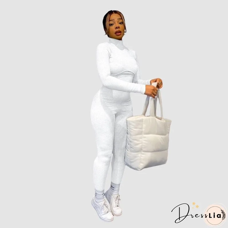 Solid Color Knit Jumpsuits