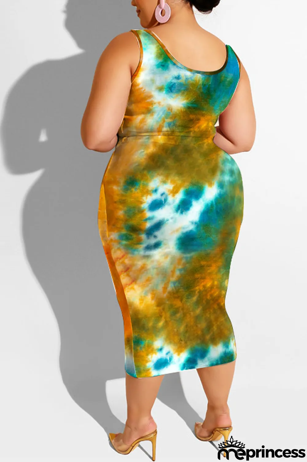 purple Polyester Sexy Slip Print Belt Tie Dye Plus Size