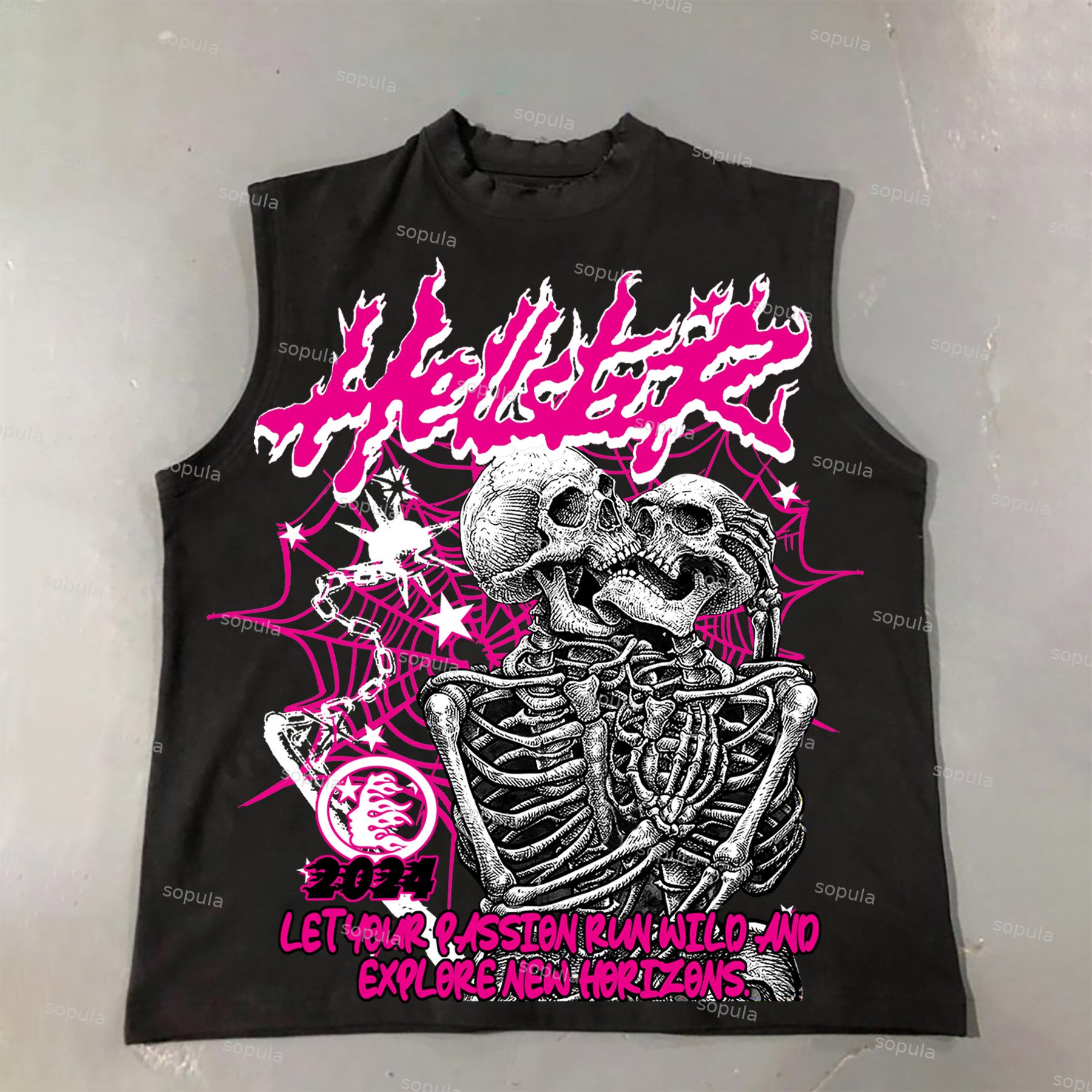 Men's Retro Fun Skeleton Print Cotton Tank Top - SOPULA