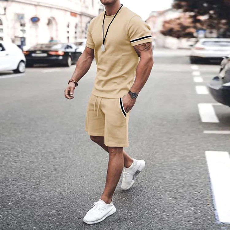 BrosWear Casual Solid Color Comfortable T-Shirt And Short Co-Ord