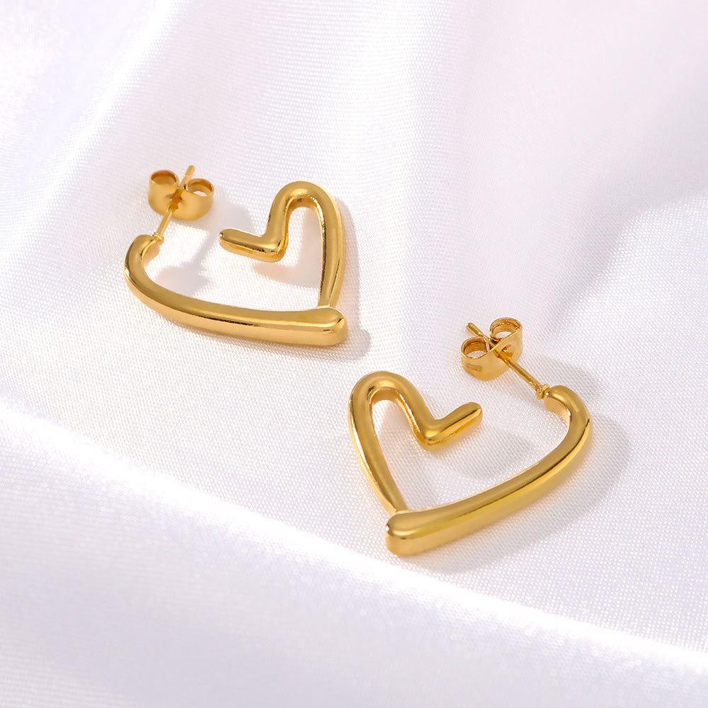 IG Style Heart Heart Stainless Steel Electroplating Earrings