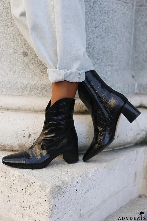 Square Toe Slip On Boots