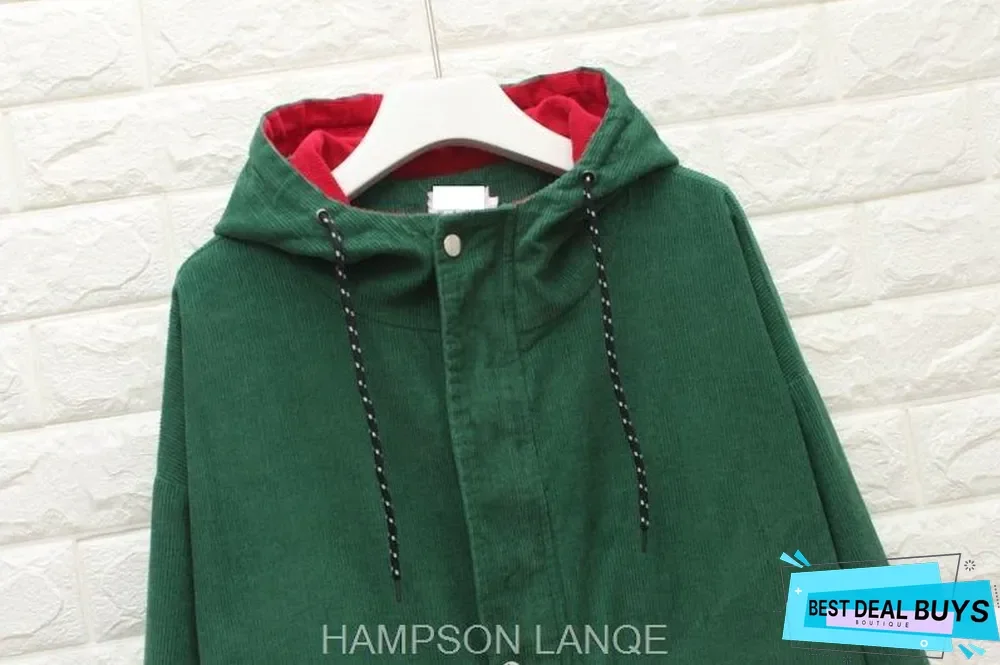 Women matching jacket coat hooded corduroy baseball clothing casual jacket