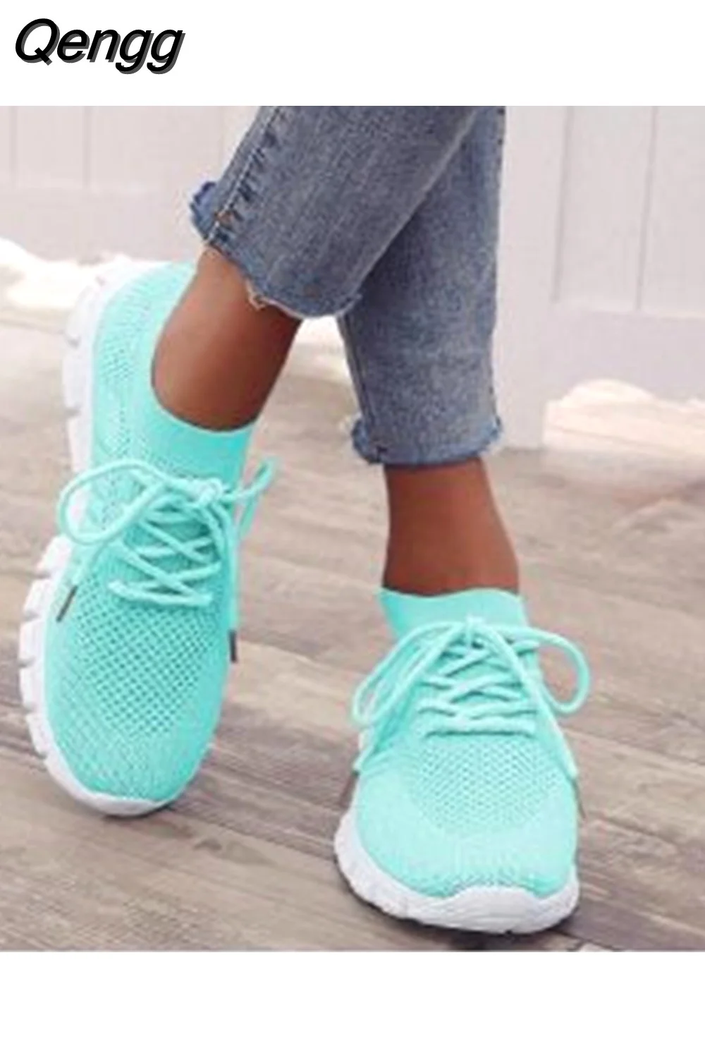 Qengg Shoes 2023 Summer Mesh Breathable Sneakers Women Platform Casual Sport Shoes Women Comfort Lace Up Running Shoes Plus Size 405-0