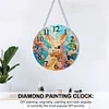 (US Local)2D Flat DIY Rabbit 5D Diamond Hanging Clock Art Craft for Living Room Decoration