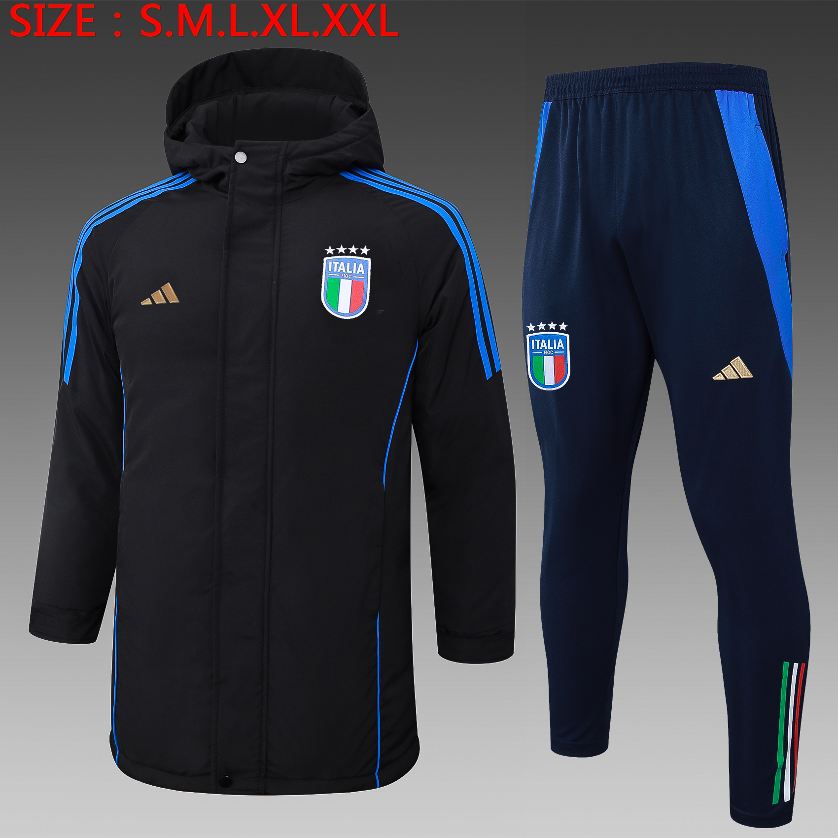 2024/2025 Italy Cotton Jacket Black Soccer Jersey 