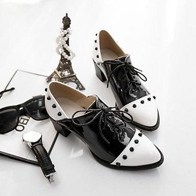 Black and White Patent Leather Vintage Shoes Women's Brogues |FSJ Shoes