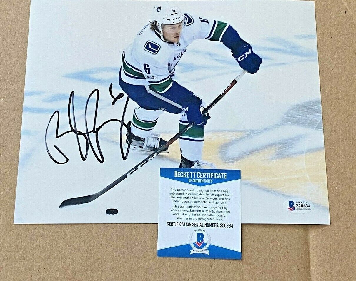 BROCK BOESER SIGNED 8X10 VANCOVER CANUCKS Photo Poster painting BECKETT CERTIFIED #2